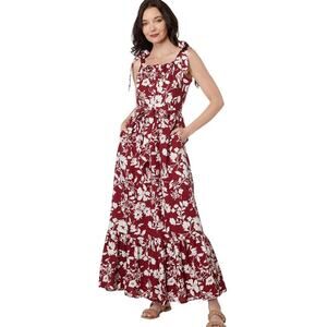 Outerknown Leighton Maxi Dress Sleeveless Tiered Scarlet Bondi Floral Small NWT